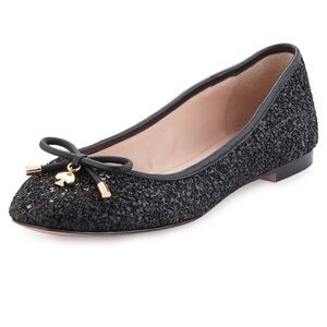 Kate Spade Black Glitter Willa Ballet Flats